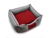 Лежак для собак та котів Zoo-hunt Геросс прямокутний сірий+червоний №1 40х50х16 см