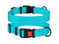 Нашийник для Собак BronzeDog Active Нейлоновий зі Світловідбиттям та Пластиковою Пряжкою Блакитний  M(51/1222/Т) 