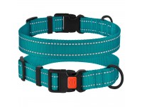 Нашийник для Собак BronzeDog Active Нейлоновий зі Світловідбиттям та Пластиковою Пряжкою Бірюзовий  L(52/1225/Т) 
