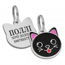 Емальований Адресник BronzeDog Котик Чорний  S(95311) 
