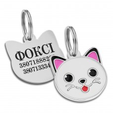Емальований Адресник BronzeDog Котик Білий  S(953115) 
