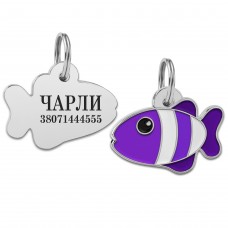 Емальований Адресник BronzeDog Рибка Фіолетовий  S(95419) 