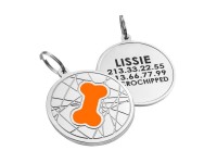 Емальований Адресник для Собак BronzeDog Кісточка на Фоні Об'ємної Павутинки Помаранчевий  L(92214) 