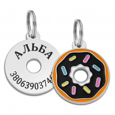 Емальований Адресник BronzeDog Пончик для Собак Чорний  M(94911) 