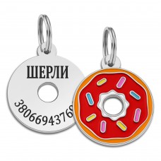 Емальований Адресник BronzeDog Пончик для Собак Червоний  M(94913) 