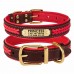 Нашийник для Собак Шкіряний BronzeDog Premium з Литою Латунною Фурнітурою та Адресником Коричнево-Червоний  M(61063/Т) 