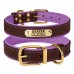 Нашийник для Собак Шкіряний BronzeDog Premium з Литою Латунною Фурнітурою та Адресником Коричнево-Фіолетовий  XL(62089/Т) 