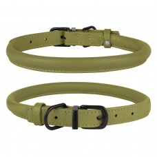 Нашийник для Собак Круглий Шкіряний BronzeDog Premium з Металевою Фурнітурою Оливковий XL(00365/Т) Нашийник для Собак Круглий Шкіряний BronzeDog Premium з Металевою Фурнітурою Оливковий XL(00365/Т)