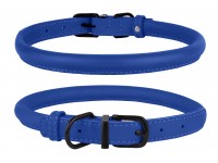 Нашийник для Собак Круглий Шкіряний BronzeDog Premium з Металевою Фурнітурою Синій  S(003322/Т) 