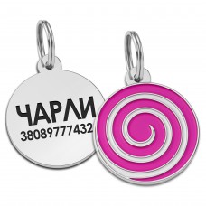 Емальований Адресник BronzeDog Льодяник для Собак Рожевий  M(94817) 